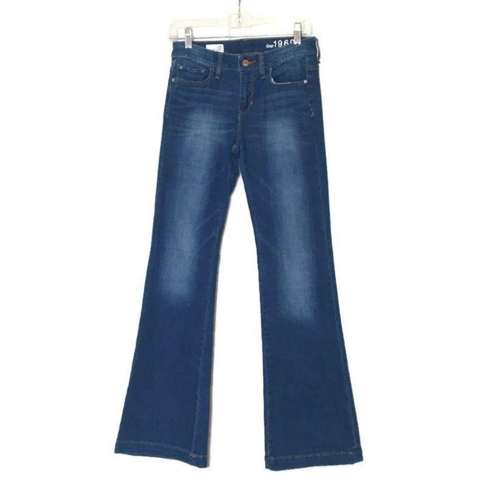 Gap 1969 Mid Rise Flare Jeans 26r EUC Laguna Blue